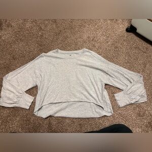 We the free cotton long sleeve heather grey cropped top balloon sleeve small